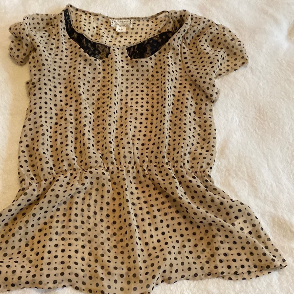 B Vintage for Anthropologie polka dotted sheer blouse